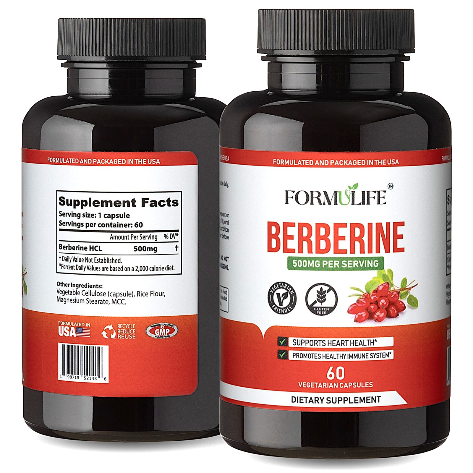 FORMULIFE berberine hcl 500mg - 60 veggie capsules
